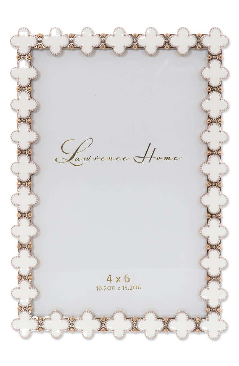 Lawrence Frames White Enamel Clover Picture Frame, Alternate, color, White/Gold