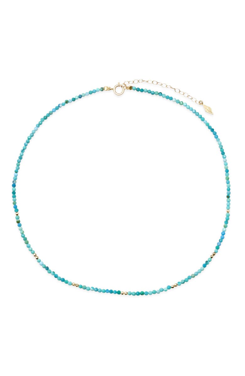 ELLIOT YOUNG "SCATTERED" ADJUSTABLE CHOKER NECKLACE - TURQUOISE & 14K GOLD, Main, color,