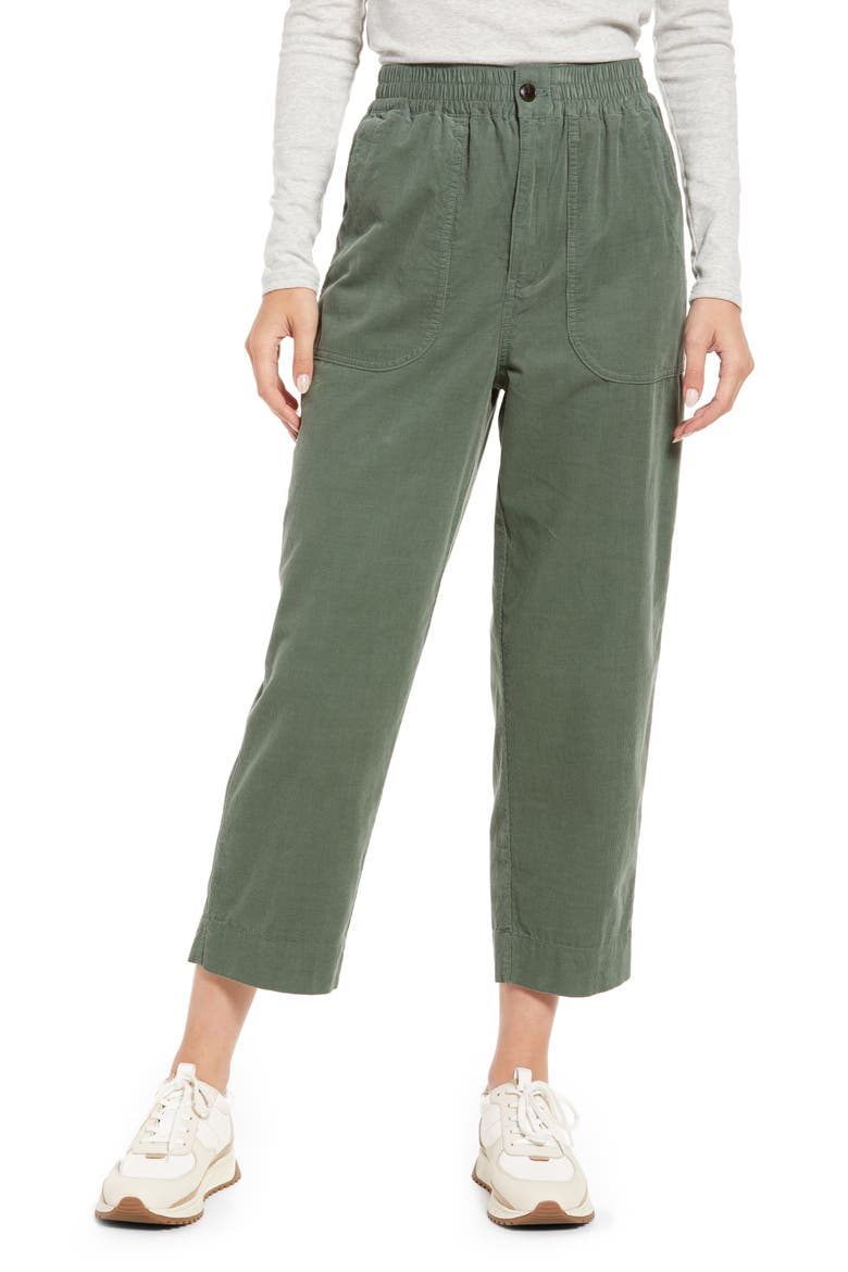 Huston Tapered Cotton Corduroy Pull-On Crop Pants, Main, color, SIMPLY SAGE
