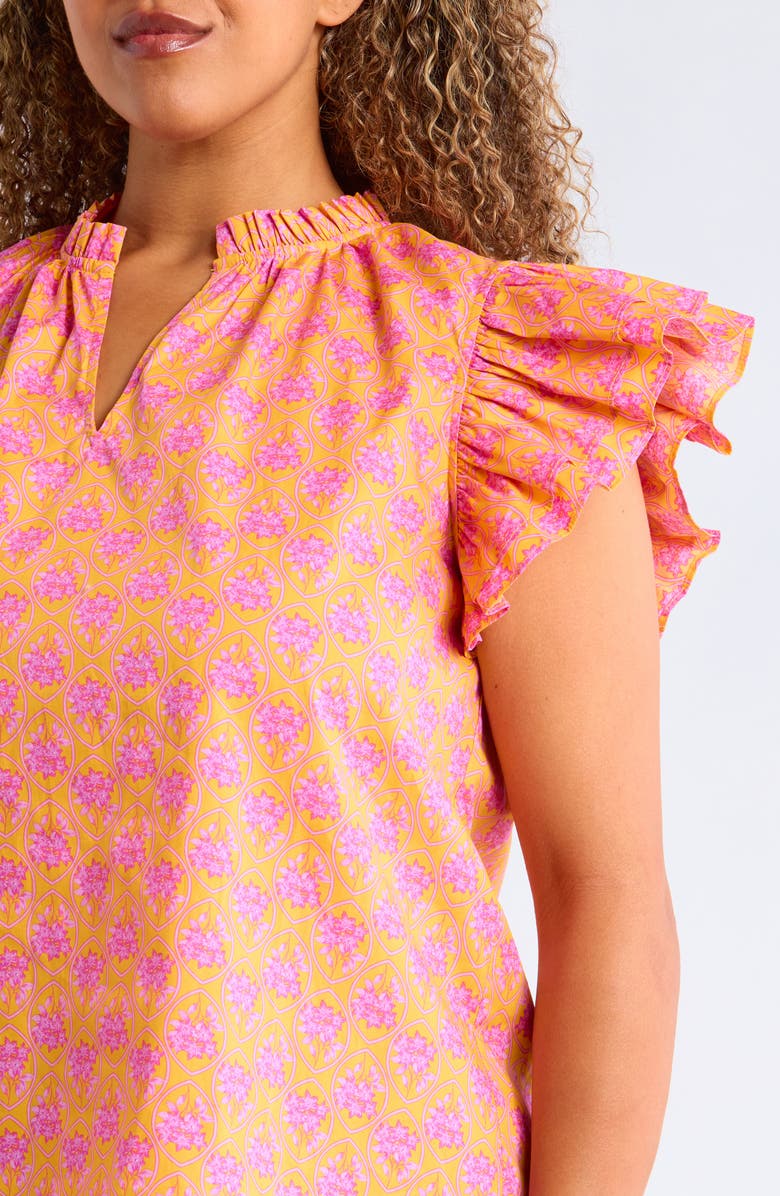 SUGARLIPS Risette Floral Tiered Ruffle Sleeve Top, Alternate, color, Orange-Pinks-Multi