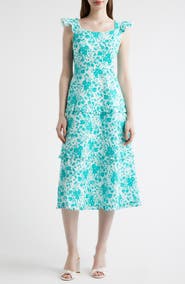 Anne Klein Floral Ruffle Tiered Midi Dress