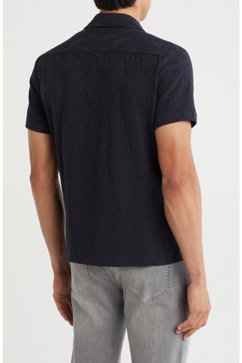 Textured Short Sleeve Knit Button-Up Shirt, Alternate, color, NAVY