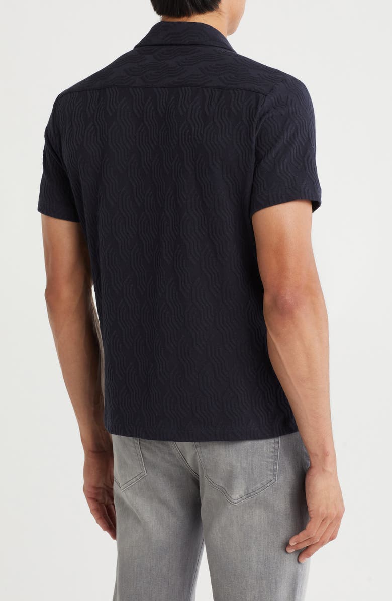 DENIM AND FLOWER Textured Short Sleeve Knit Button-Up Shirt, Alternate, color,