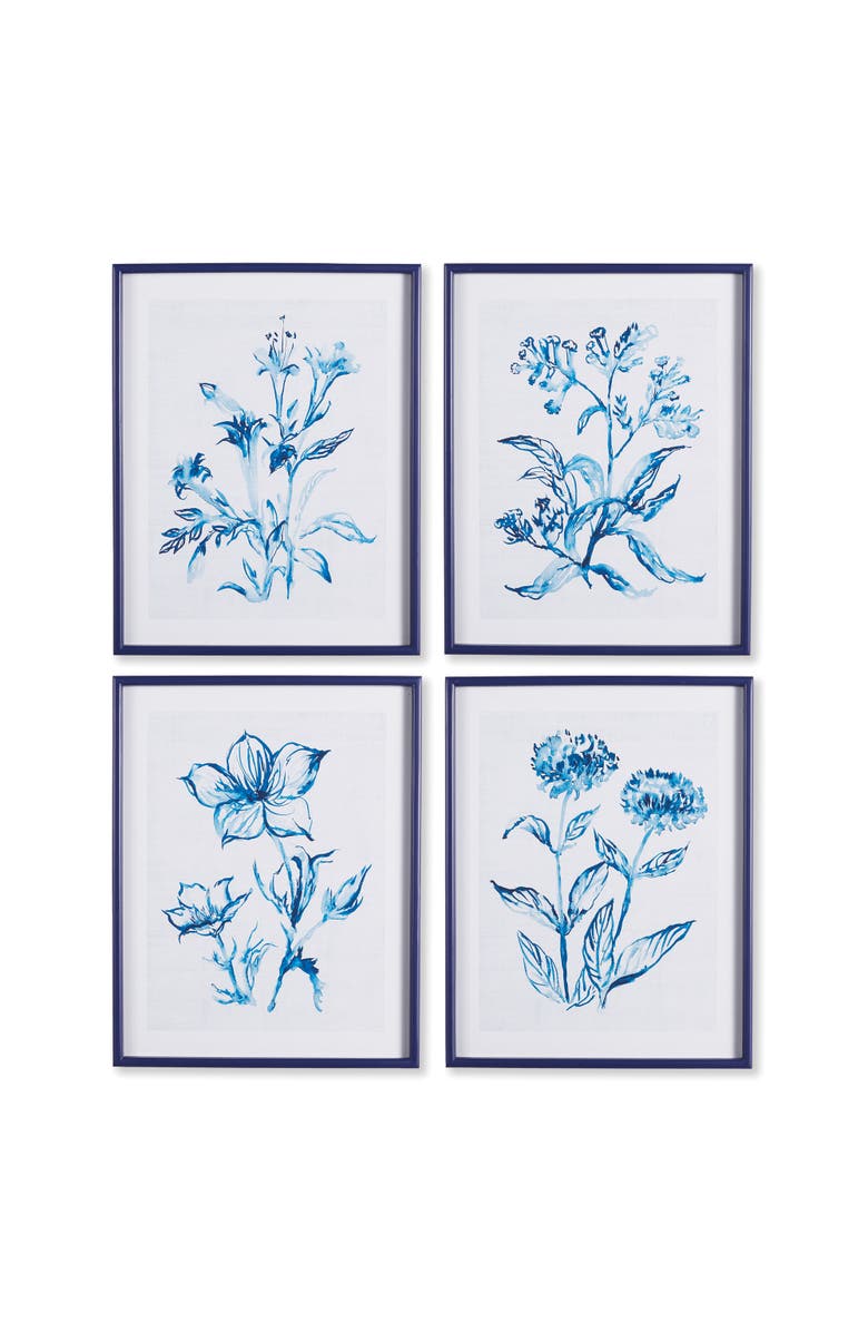Napa Home & Garden Indigo Watercolor Botanical Prints Set Of 4, Main, color, Blue