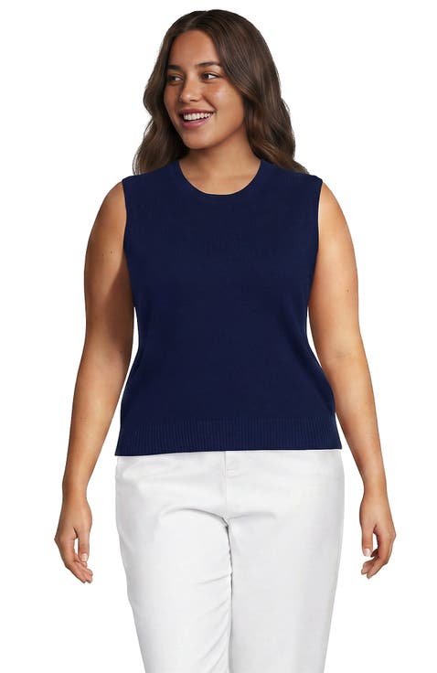 Plus Size Cashtouch Crew Neck Vest Sweater