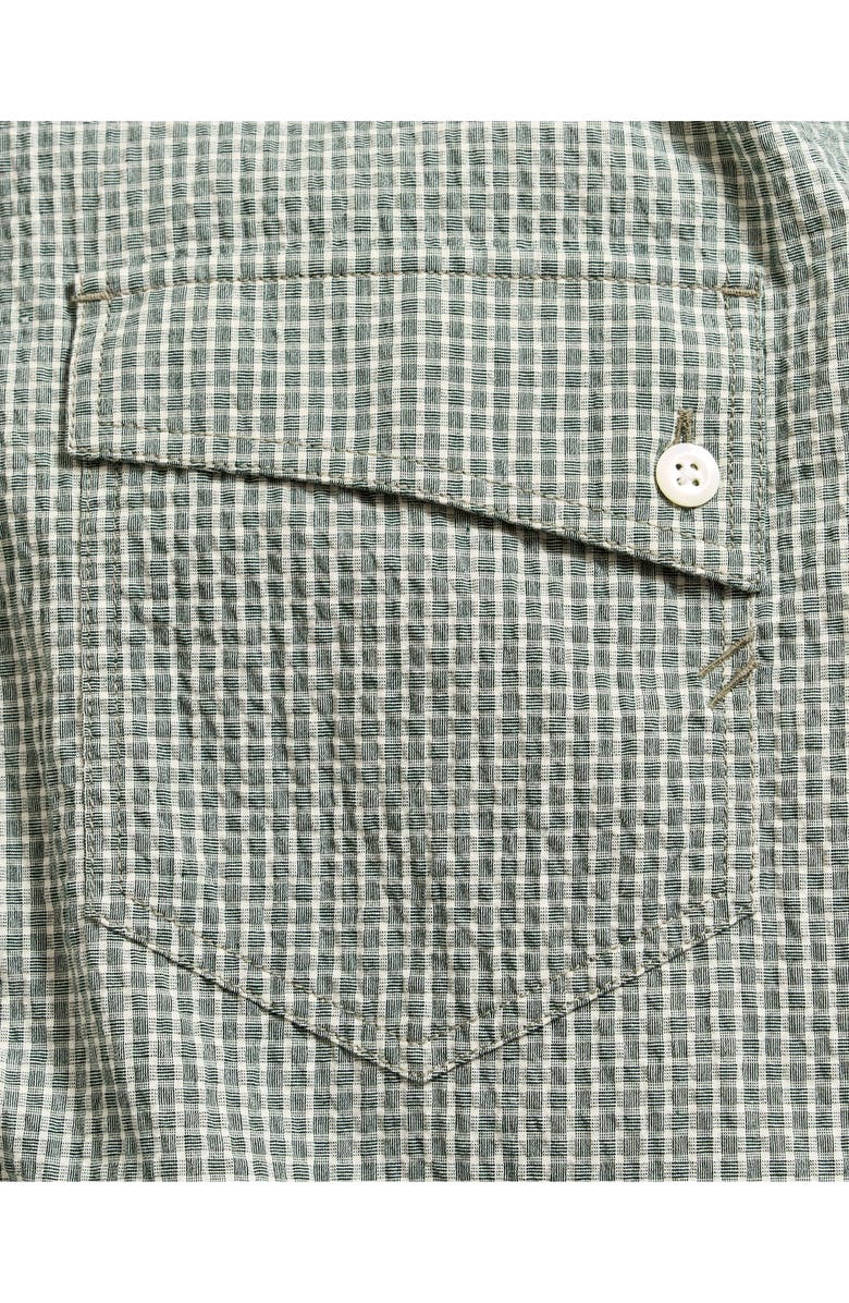 Billy Reid Micocheck Cotton Seersucker Button-Up Shirt, Alternate, color, Scarab