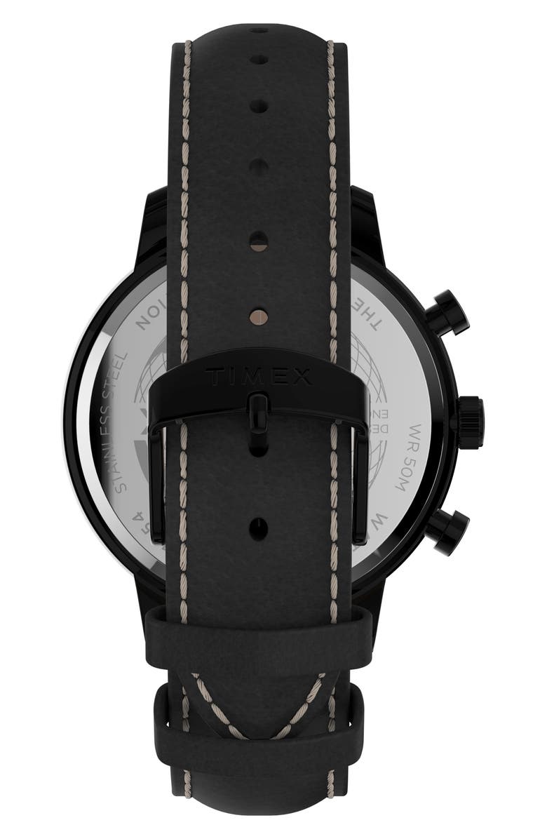 Timex<sup>®</sup> Chicago Chronograph Leather Strap Watch, 45mm, Alternate, color, 