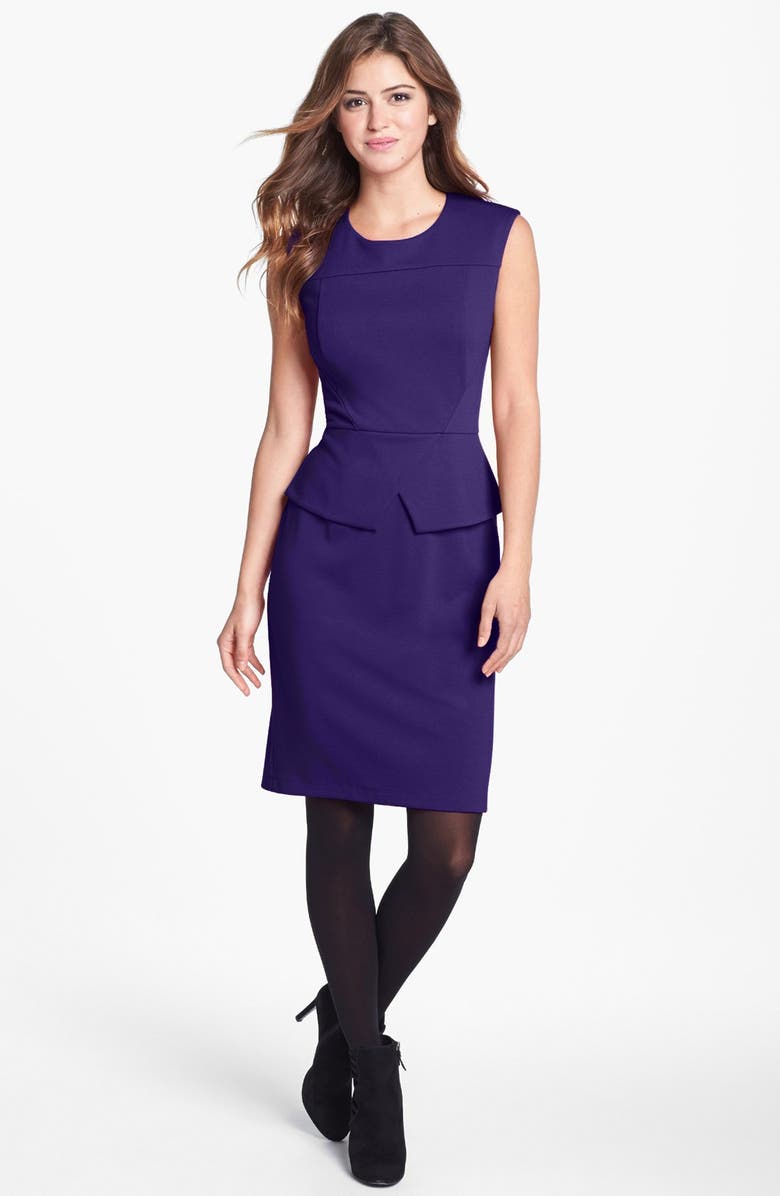 Calvin Klein Cap Sleeve Peplum Sheath Dress, Main, color,
