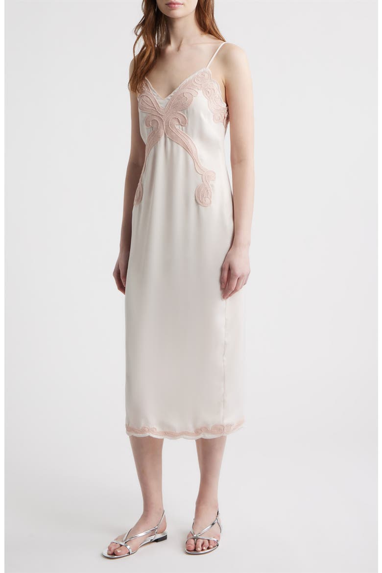 Ann Embroidery Detail Midi Slipdress, Main, color, BLUSH