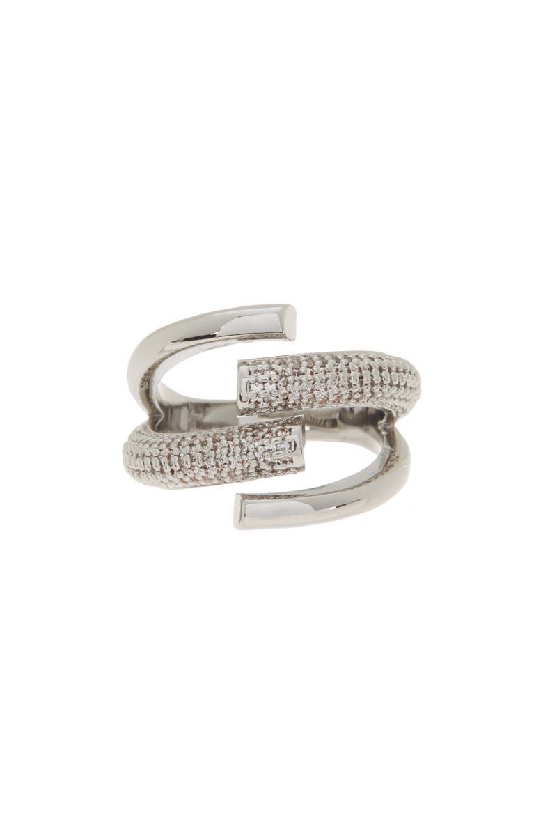 Covet Rhodium Plated Pavé Crystal Ring, Main, color,