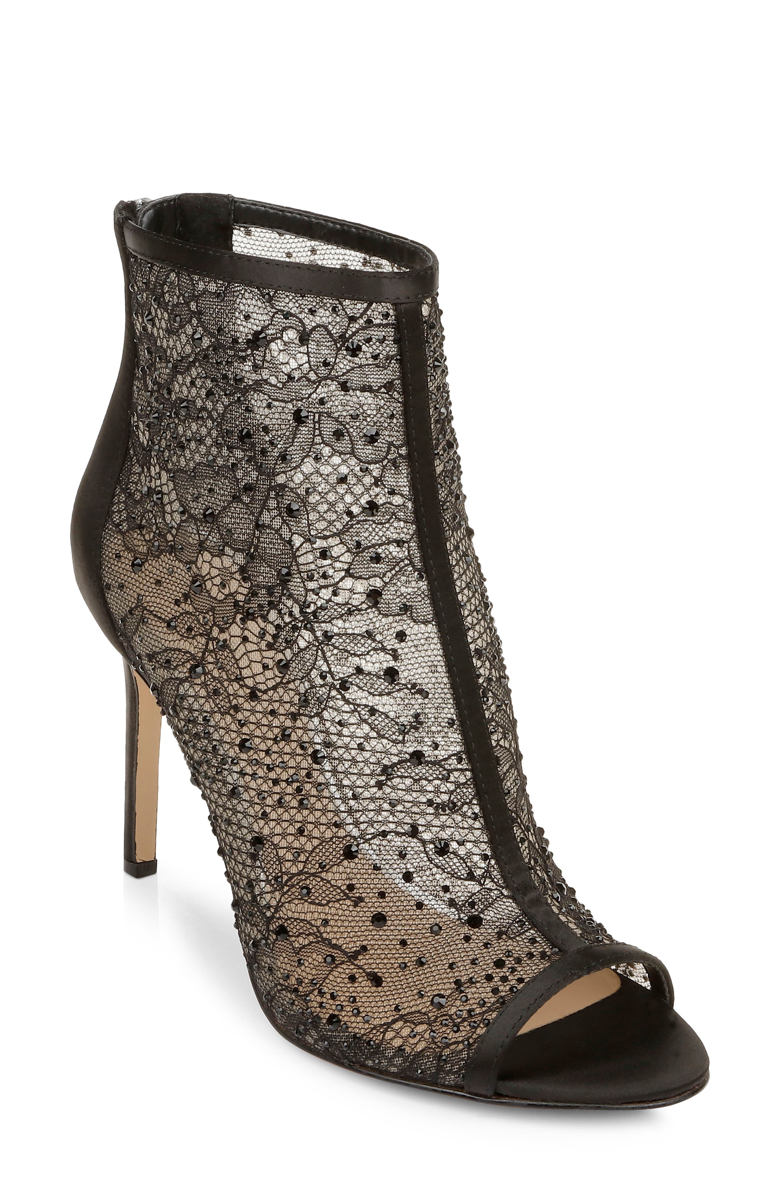Jewel Badgley Mischka Jewel Crystal Embellished Lace Bootie, Main, color, 