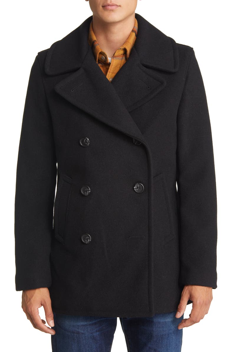 Schott NYC Slim Fit Wool Naval Officer's Coat, Main, color, 