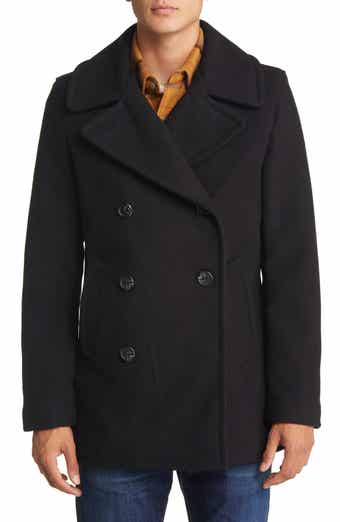 Mens wool pea coat slim fit discount