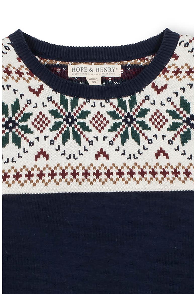 Organic Fair Isle Puff Sleeve Sweater, Alternate, color, Scottish Snowflake