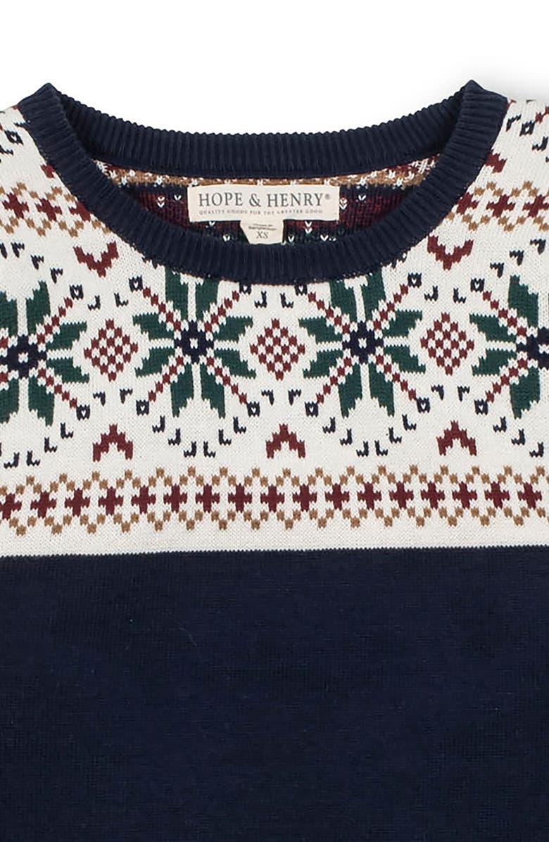 Hope & Henry Organic Fair Isle Puff Sleeve Sweater, Alternate, color, Scottish Snowflake