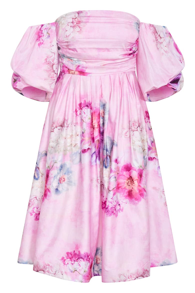 Rosalee Floral Off the Shoulder Cotton Dress, Alternate, color, GILDED GARDEN