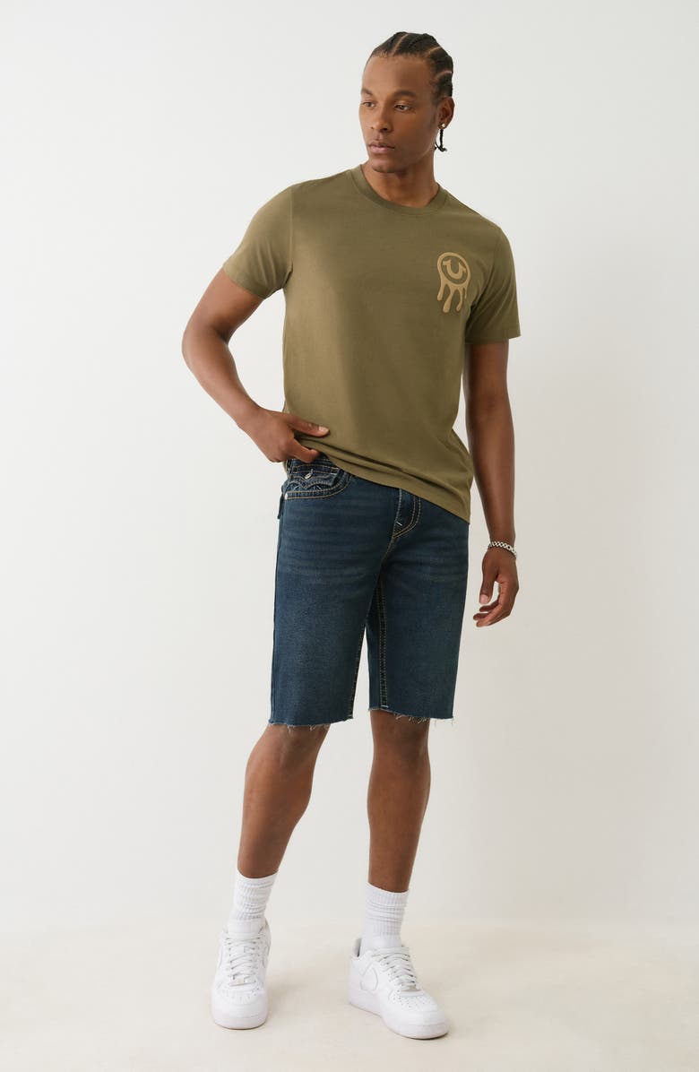 True Religion Ricky Raw Hem Straight Leg Denim Shorts, Alternate, color, 