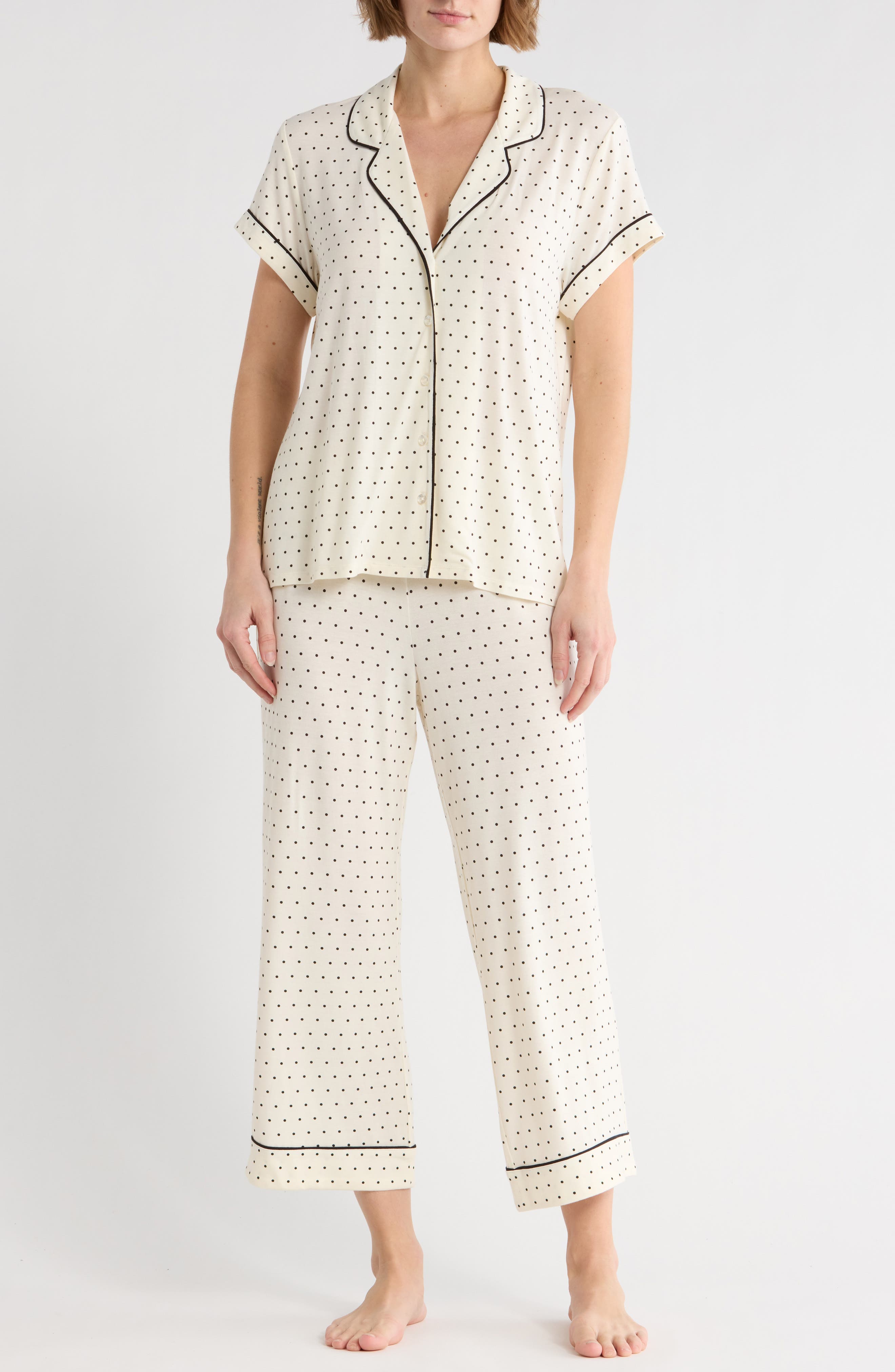 IVORY- BLACK SPACED DOT