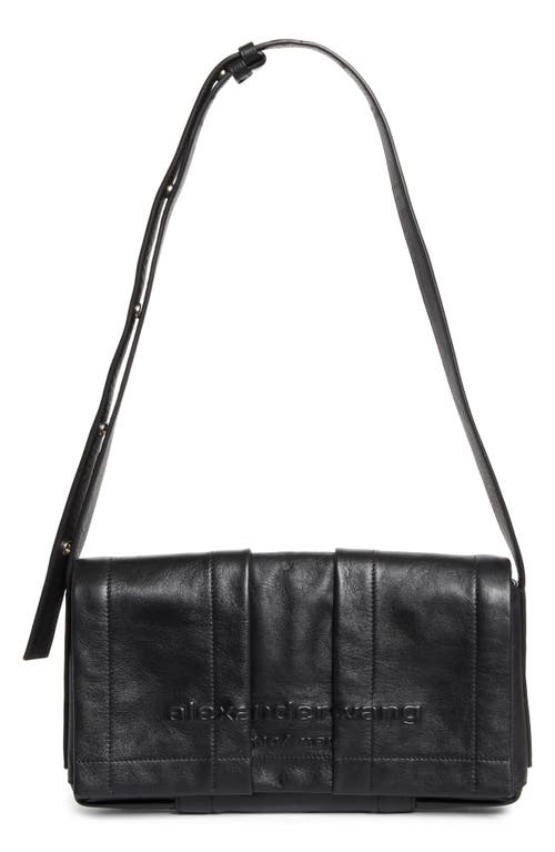 Alexander Wang Medium Pack Flap Leather Crossbody Bag In Black
