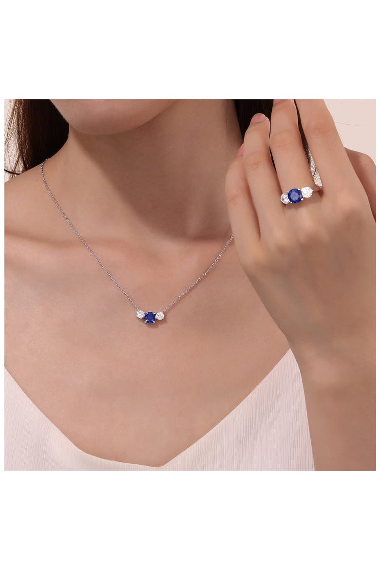 Classic Lab Created Sapphire & Simulated Diamond Ring, Alternate, color, BLUE