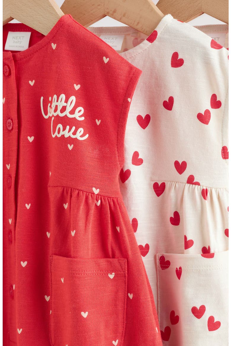 3-Pack Cotton Heart Rompers, Alternate, color, RED