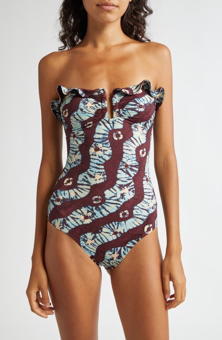 Ulla Johnson Menorca Strapless One-Piece Swimsuit, Main, color, 