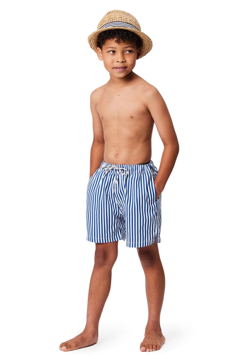 Snapper Rock Kids' Denim Stripe Swim Trunks, Alternate, color,
