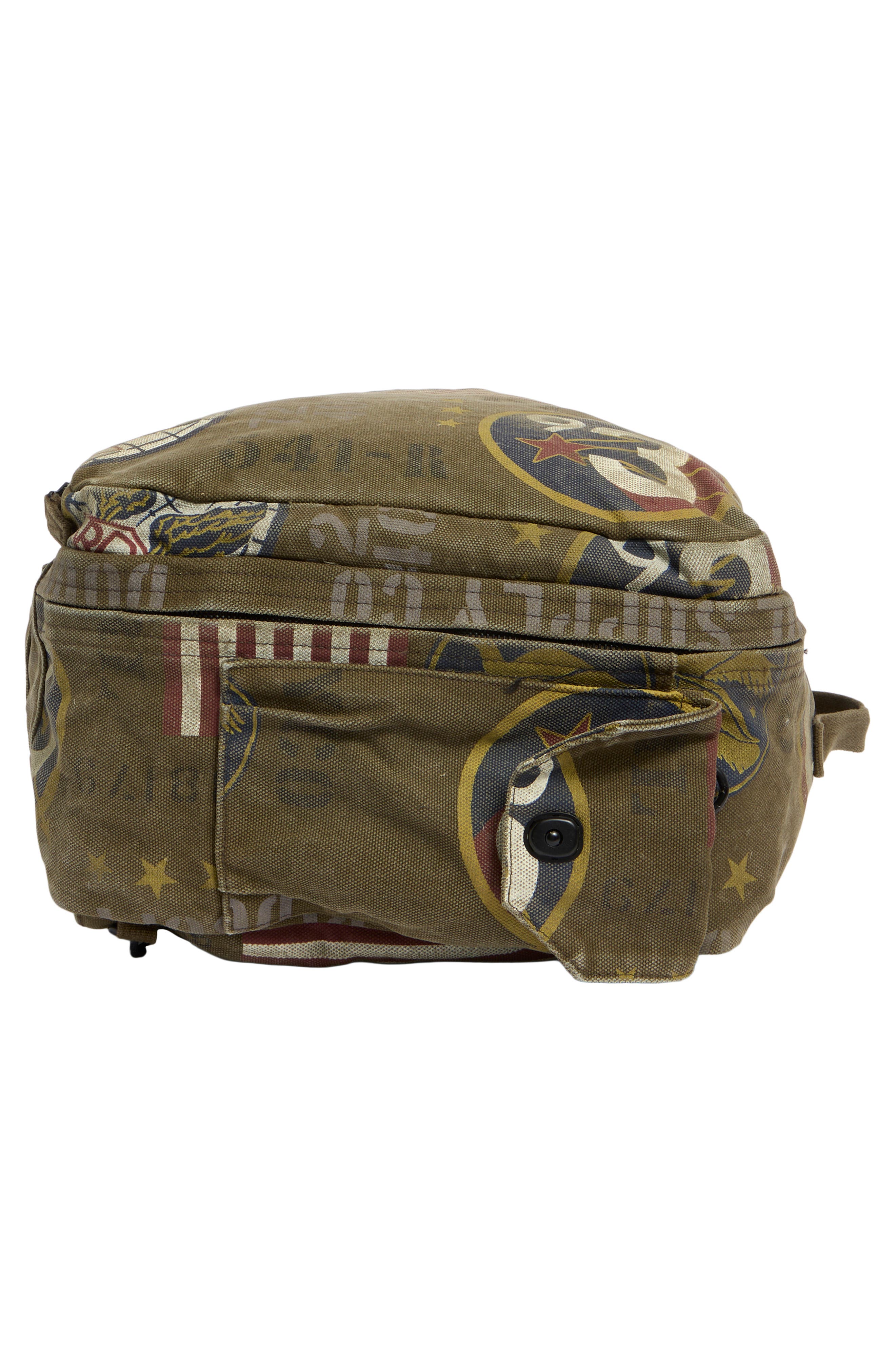 Double RL Canvas Graphic Backpack, Alternate, color, Olive Drab/ Multi