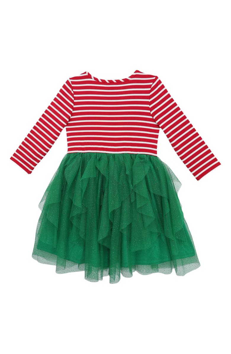 Zunie Kids' Santa Appliqué Dress, Alternate, color, Red/ Green