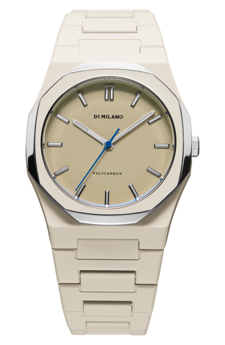 D1 Milano Grey Mesh Polycarbonate Bracelet Watch, 37mm, Main, color, Beige/ Light Grey