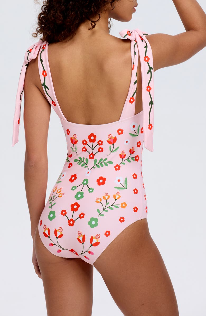 Jessie Zhao New York Pink Floral Harmony Embroidered Swimsuit, Alternate, color, Pink