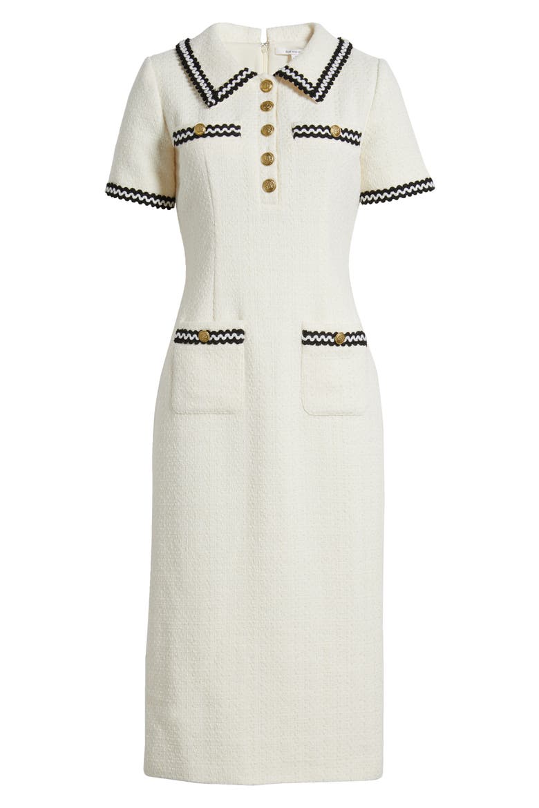 Button Front Tweed Dress, Alternate, color, IVORY
