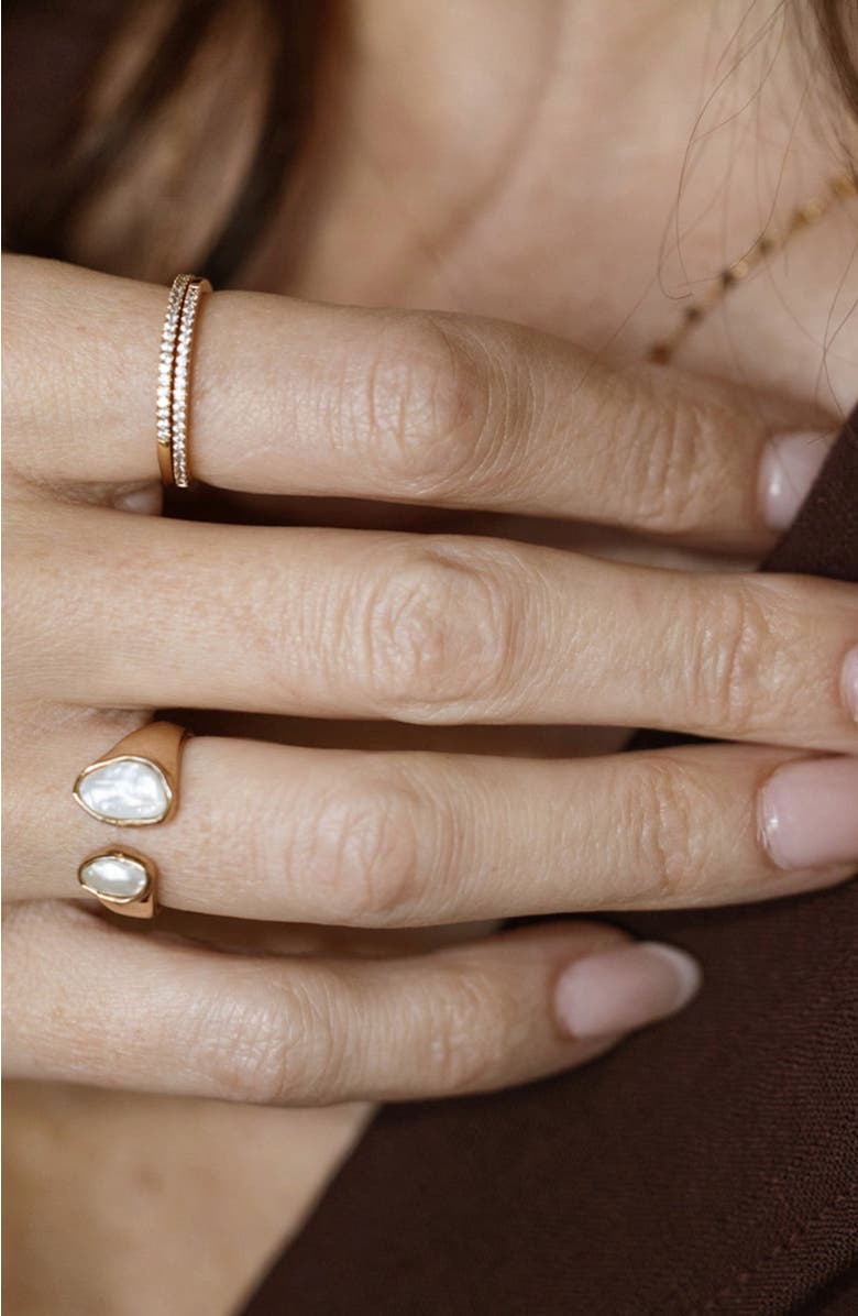 MADE BY MARY Baroque Pearl Statement Ring, Alternate, color, Gold Vermeil