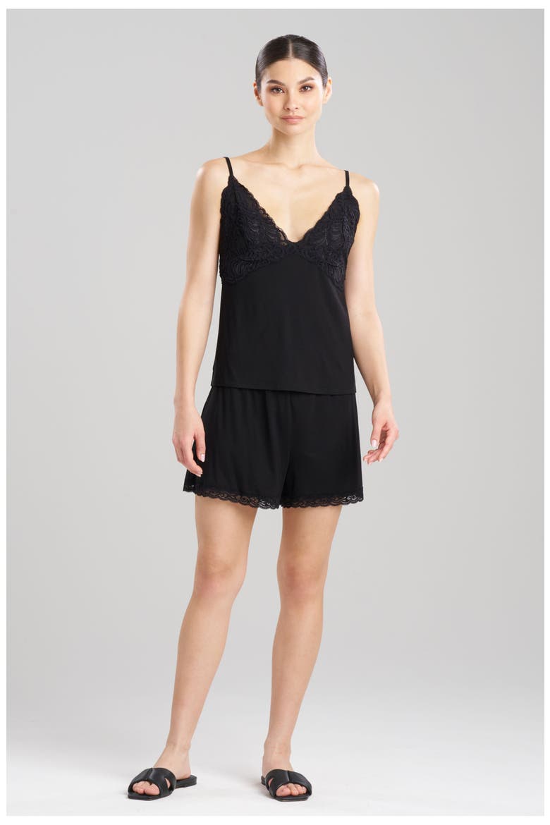Feather's Essentials Cami Short PJ Set, Main, color, BLACK