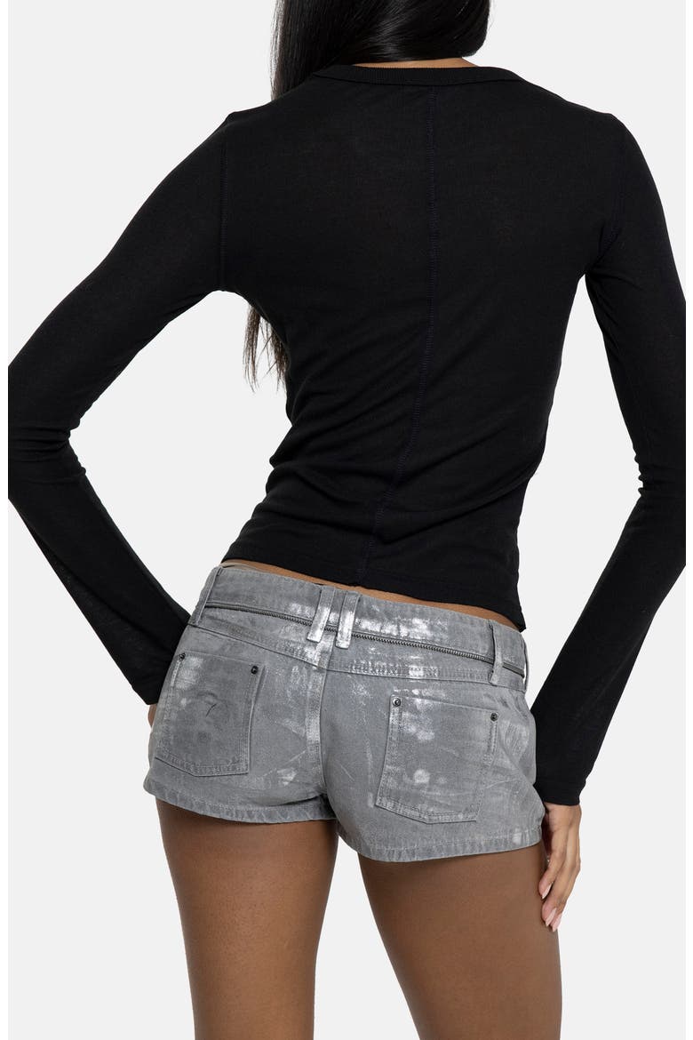 Studded Long Sleeve Knit T-Shirt, Alternate, color, BLACK