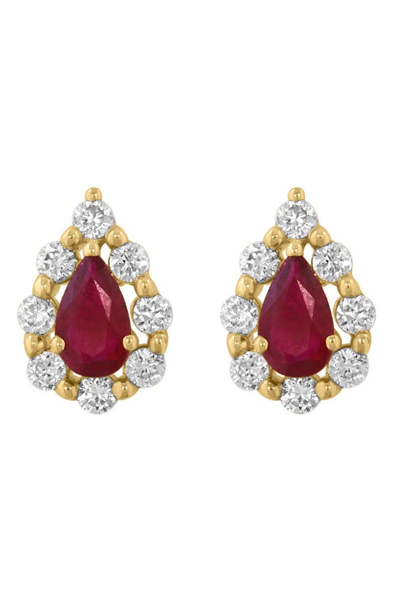EFFY Diamond & Ruby Stud Earrings, Main, color, Red