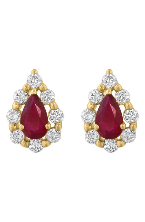 Diamond & Ruby Stud Earrings
