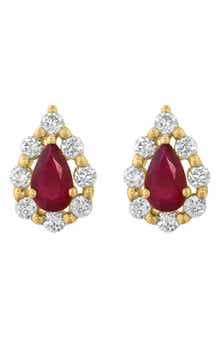 Diamond & Ruby Stud Earrings