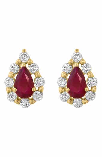 Diamond & Ruby Stud Earrings