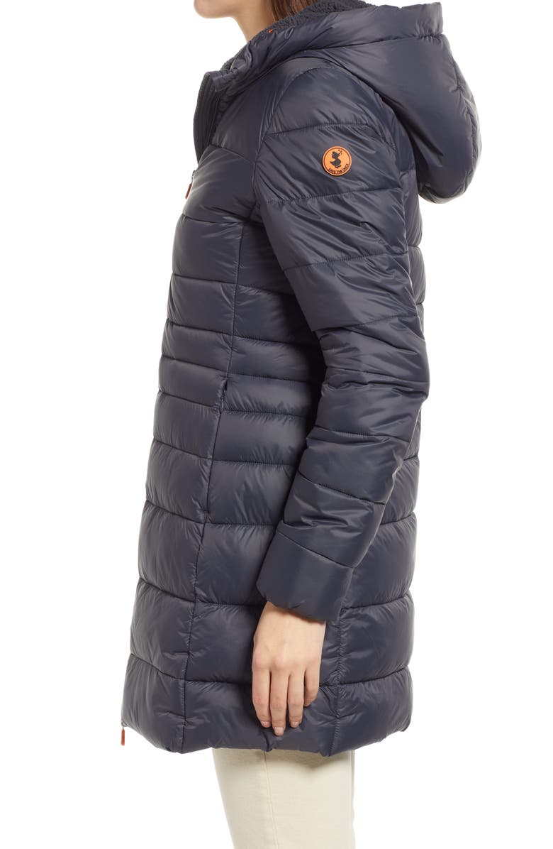 Save The Duck Raven Waterproof Faux Fur Trim Puffer Jacket, Alternate, color, 10017 Grey Black