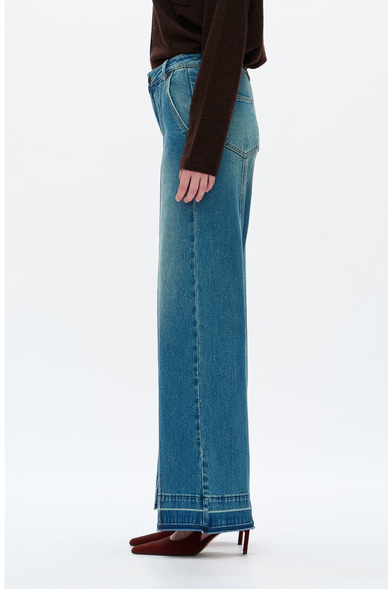Jermy Seamed High Waist Raw Hem Wide Leg Jeans, Alternate, color, VINTAGE MEDIUM BLUE