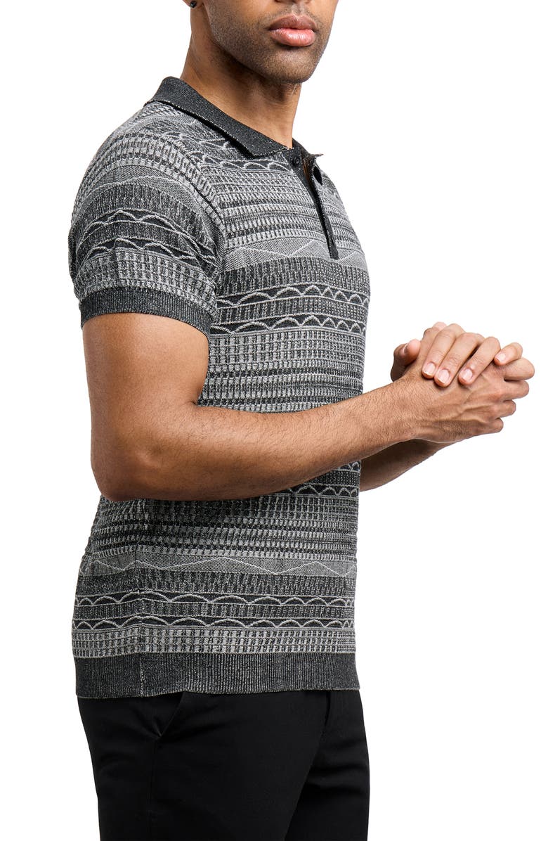 XRAY Jacquard Polo Sweater, Alternate, color, Black