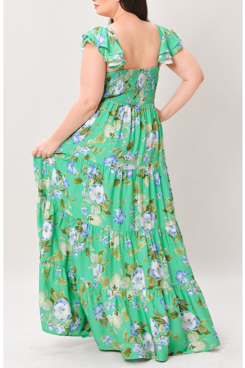 Printed Maxi Dress, Alternate, color, TEAL