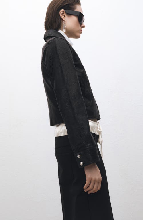 Mango Leather Jacket In Black