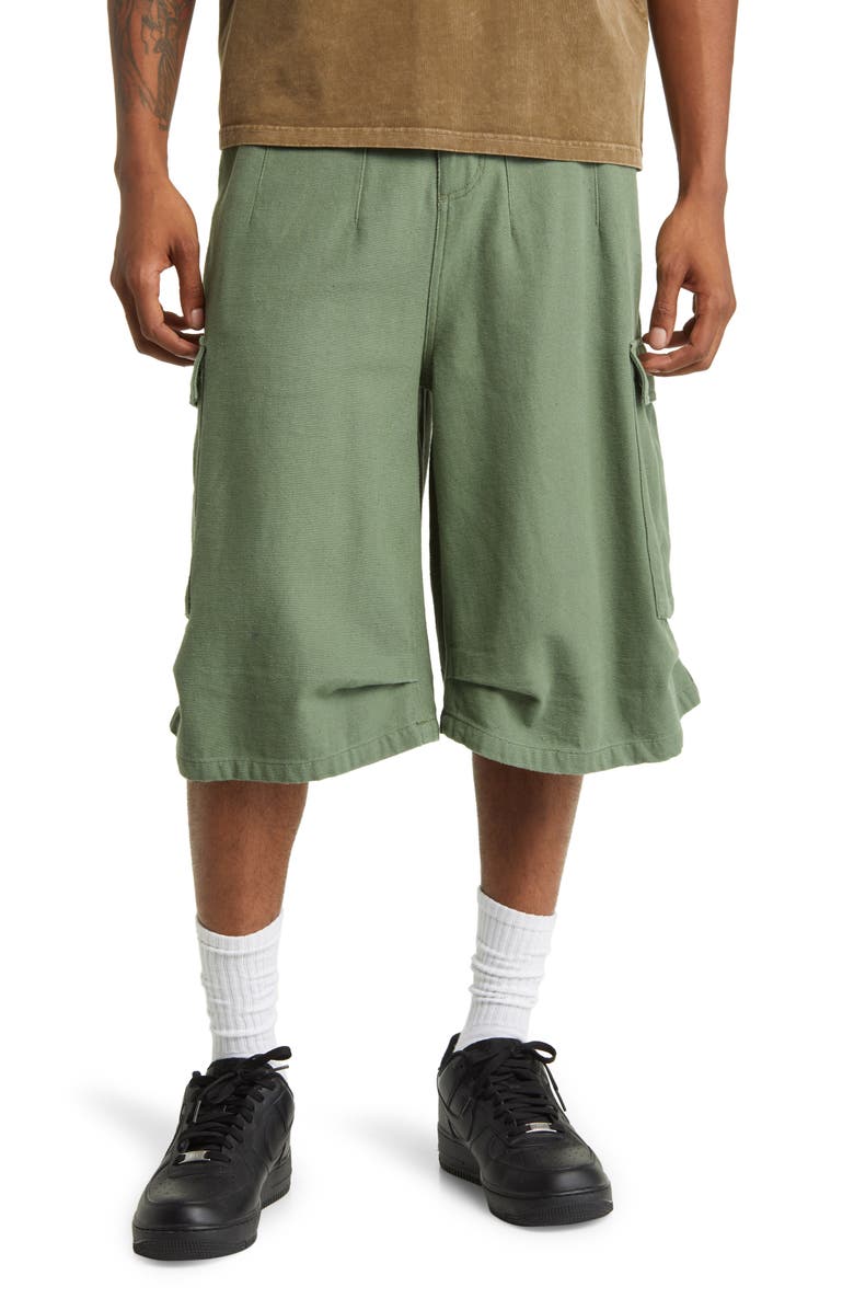 CHECKS Balloon Cotton Cargo Shorts, Main, color, Olive