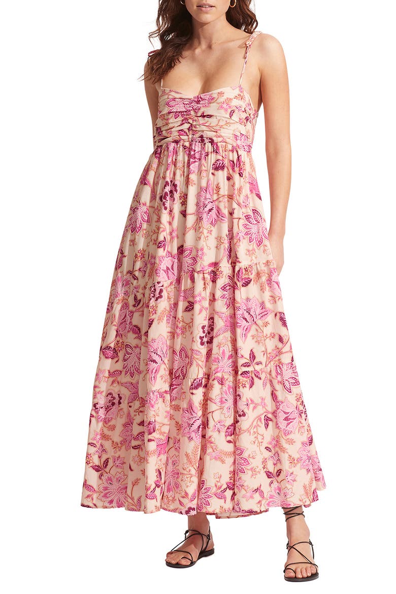 Silk Road Paisley Cotton Blend Midi Cover-Up Sundress video