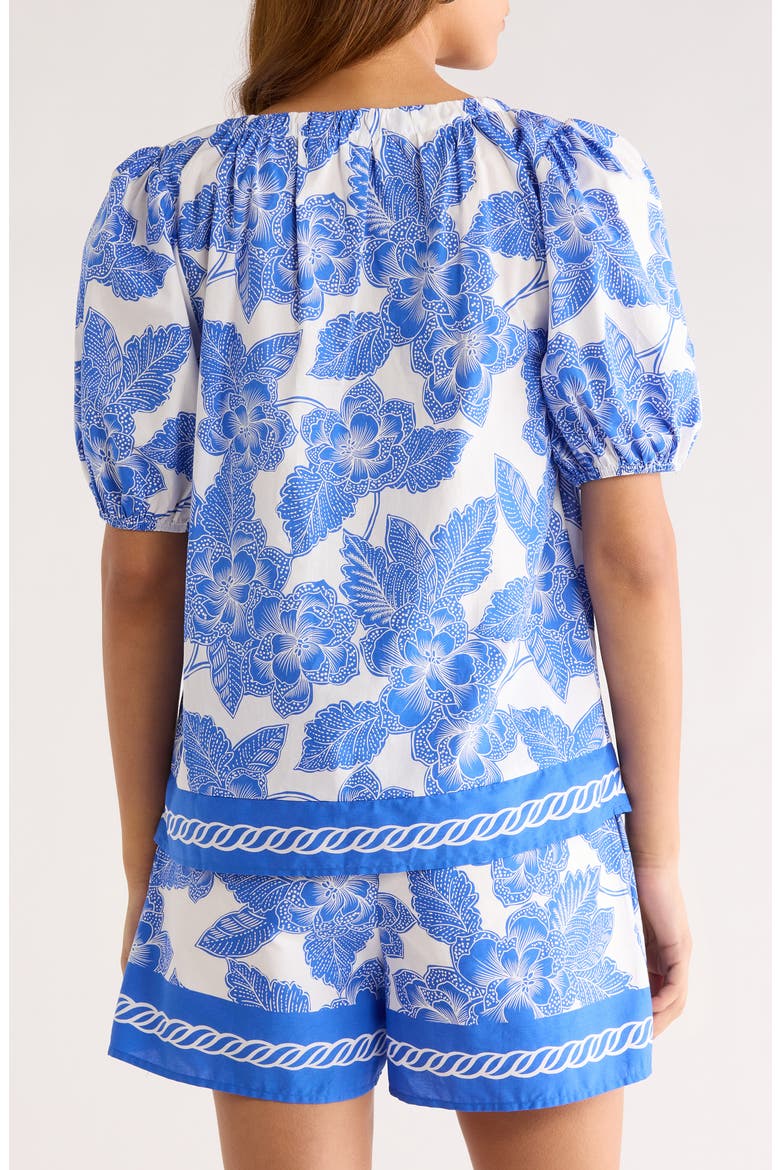 Rency Floral Billy Puff Sleeve Top, Alternate, color, WHITE-BLUE