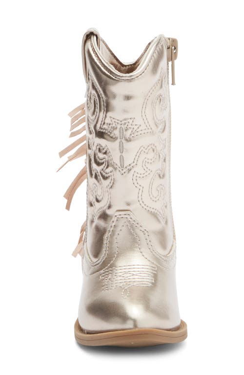 Harper Canyon Kids' Fringe Metallic Western Boot In Gold
