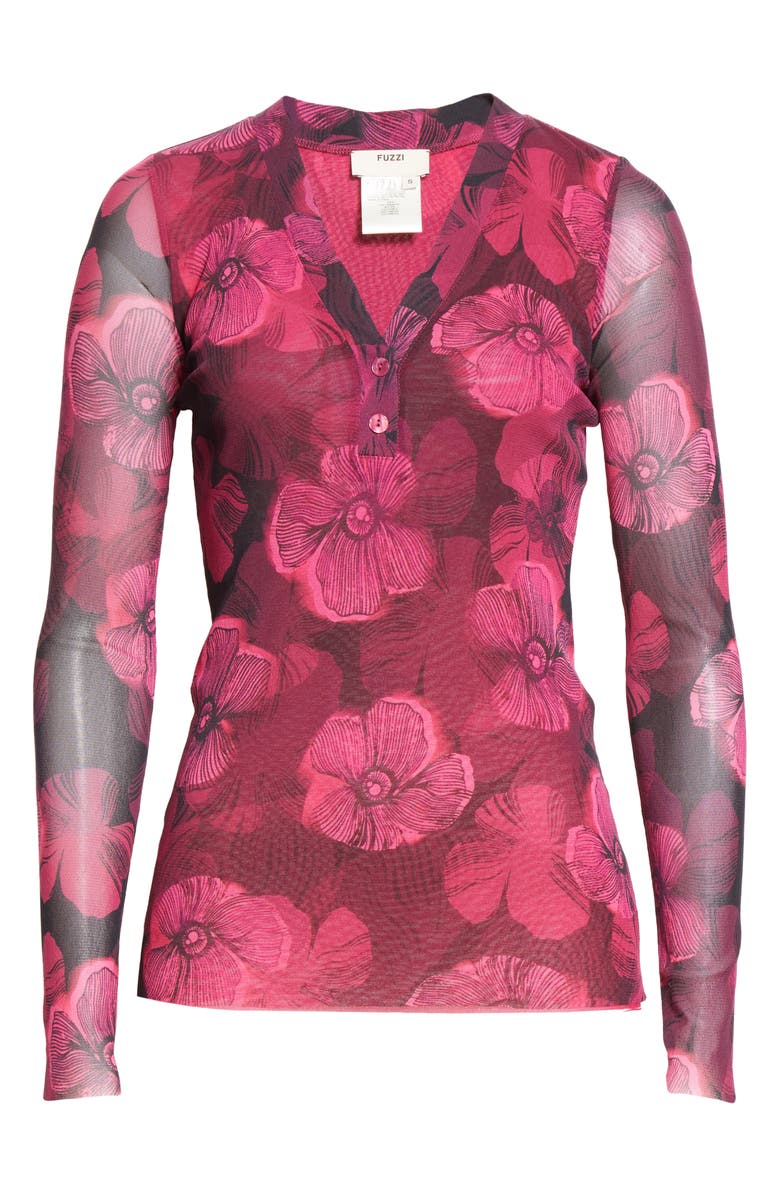 Fuzzi Floral V-Neck Mesh Top, Alternate, color, 