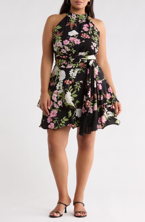 Mariena Ruffle Halter Minidress